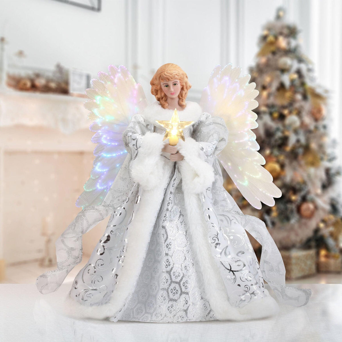 Mr. Christmas Women's Plus Size 12" Tall Angel Tree Topper