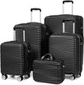 Luggage 5 Piece Sets, Hard Shell Luggage Set Expandable Carry on Luggage Suitcase with Spinner Wheels Durable Lightweight Travel Set for Men Women(14/18/20/24/28, Black)