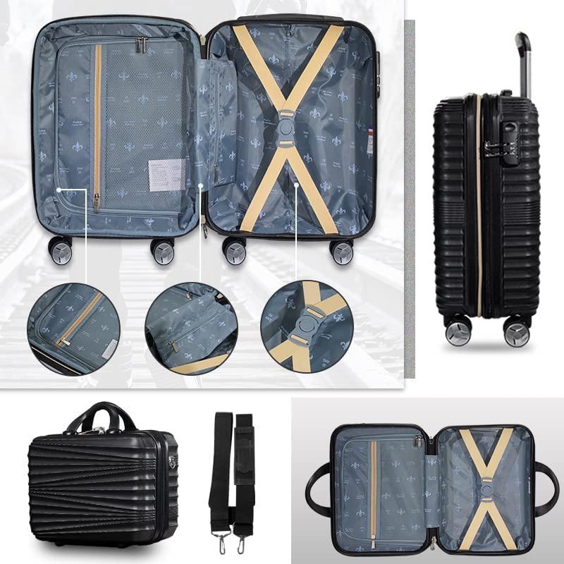 Luggage 5 Piece Sets, Hard Shell Luggage Set Expandable Carry on Luggage Suitcase with Spinner Wheels Durable Lightweight Travel Set for Men Women(14/18/20/24/28, Black)