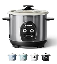 3-Cup Uncooked Rice Cooker Small - Ceramic Coating Non-Toxic Inner Pot, One-Touch Multifunction for Rice/Sauté/Yogurt, Dishwasher Safe, 1-3 People Size,  Steel