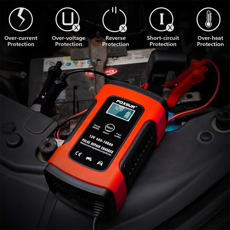 6 Amp 12V Battery Charger Maintainer: Keep Your Car, Boat, Motorcycle, Lawn Mower & More Batteries Fully Charged!