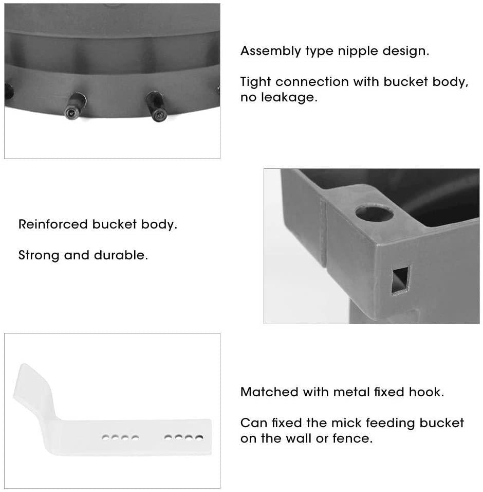 topincn calf feeder bucket plastic 38l large capacity calf milk feed bucket calf nursing bucket with 6 nipples for cattle sheep livestock