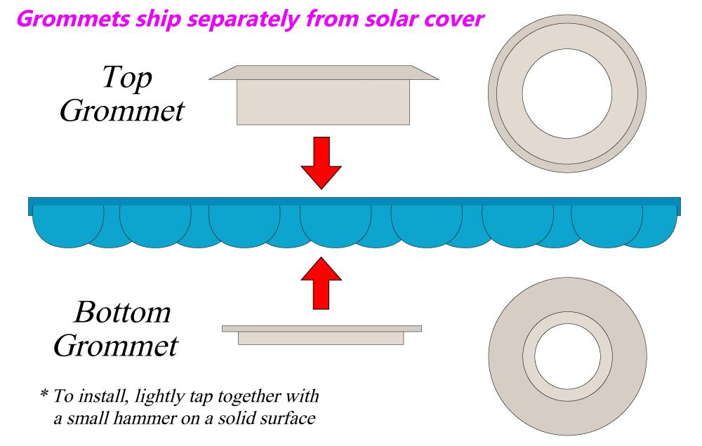 20' x 44' rectangular swimming pool solar cover 800 and 1200 series w grommets