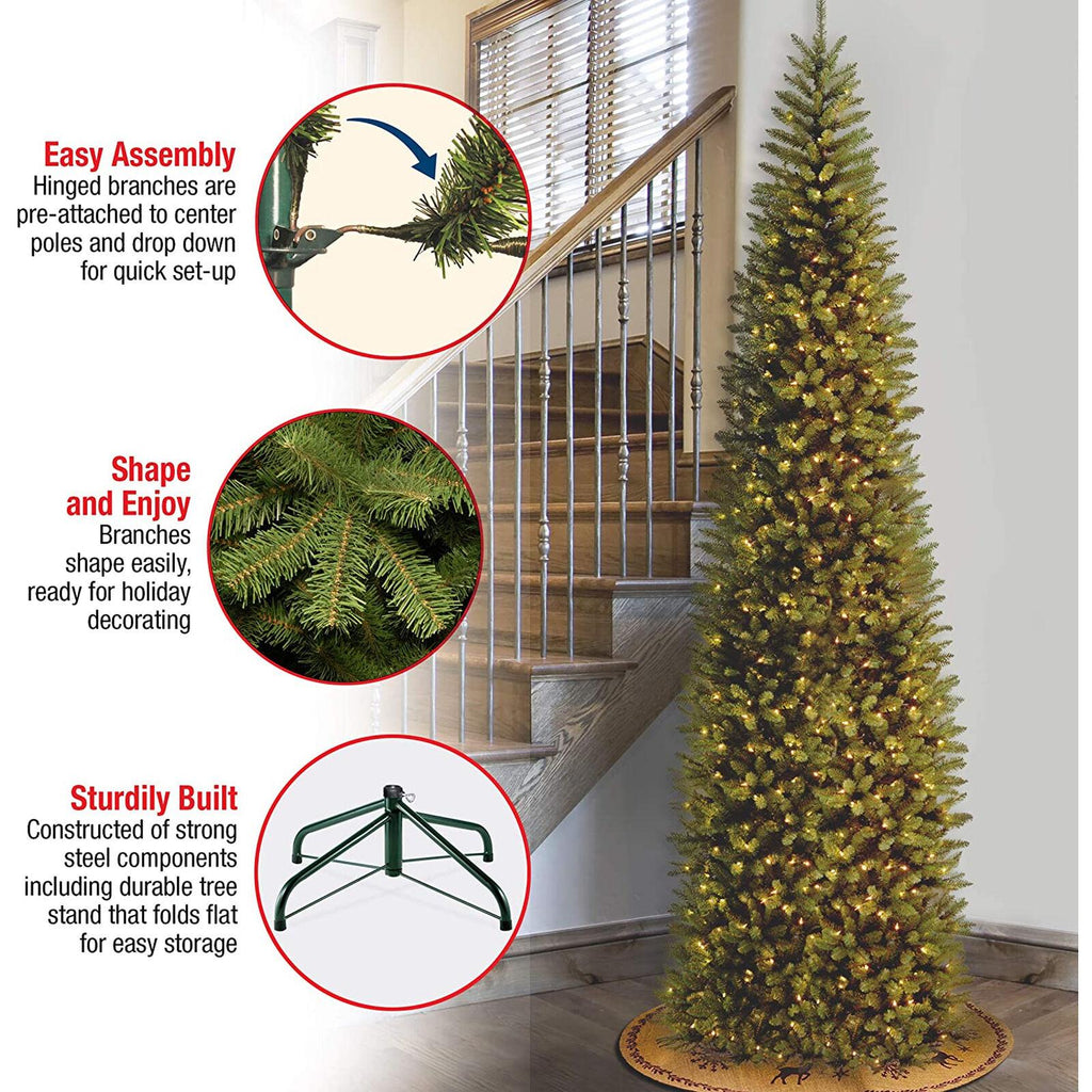 National Tree Company Prelit KingsFir 12ft Pencil Artificial Tree w/ Stand