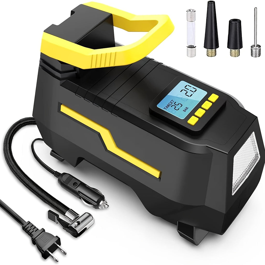 AC/DC 2-in-1 Tire Inflator - Portable Air Compressor, Air Pump For Car Tires (up To 50 PSI), Electric Bike Pump (up To 150 PSI) W/Auto Shut-Off