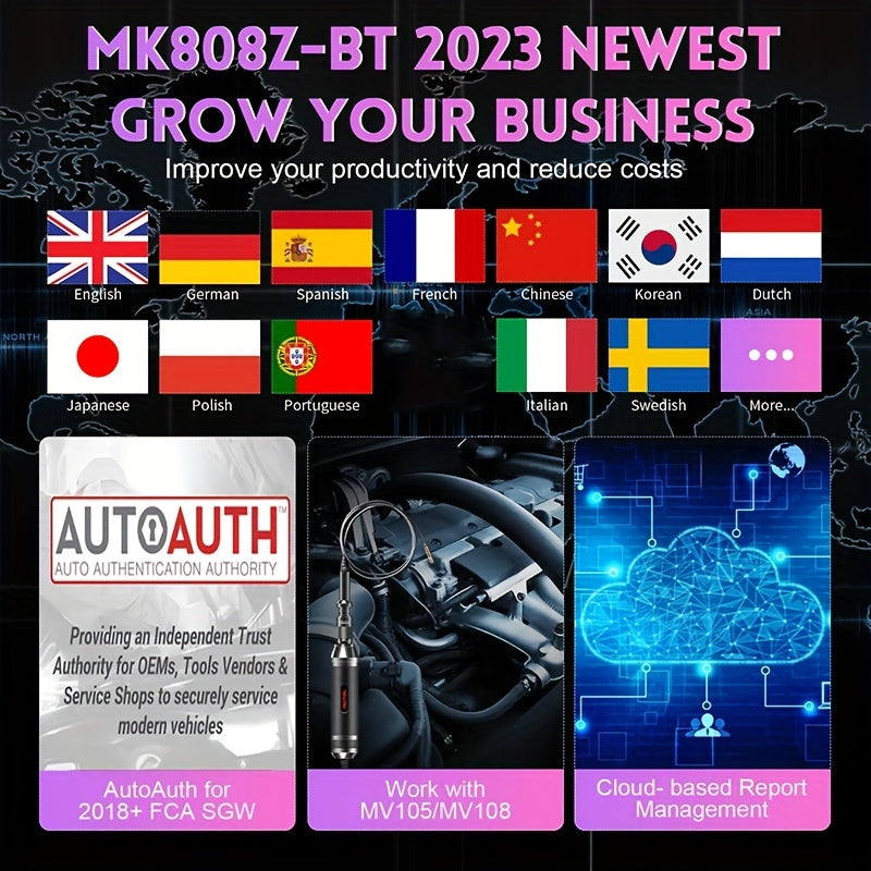 Autel OBD2 Scanner MaxiCOM MK808Z-(Same As MK808BT PRO), Android 11 Based Bi-Directional Control Scan Tool, 28+ Services, Wireless 506/MV108