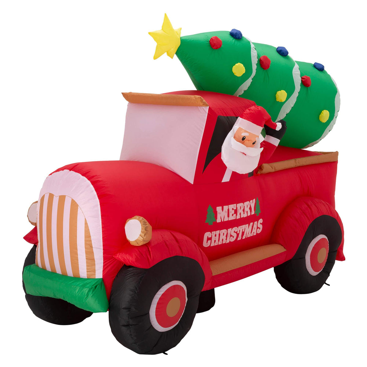 Glitzhome 7FT Santa Claus On Pick Up Truck Inflatable Decor