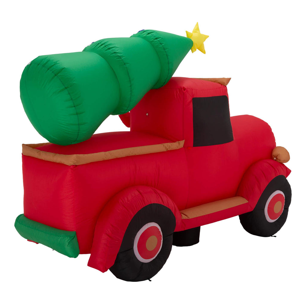 Glitzhome 7FT Santa Claus On Pick Up Truck Inflatable Decor