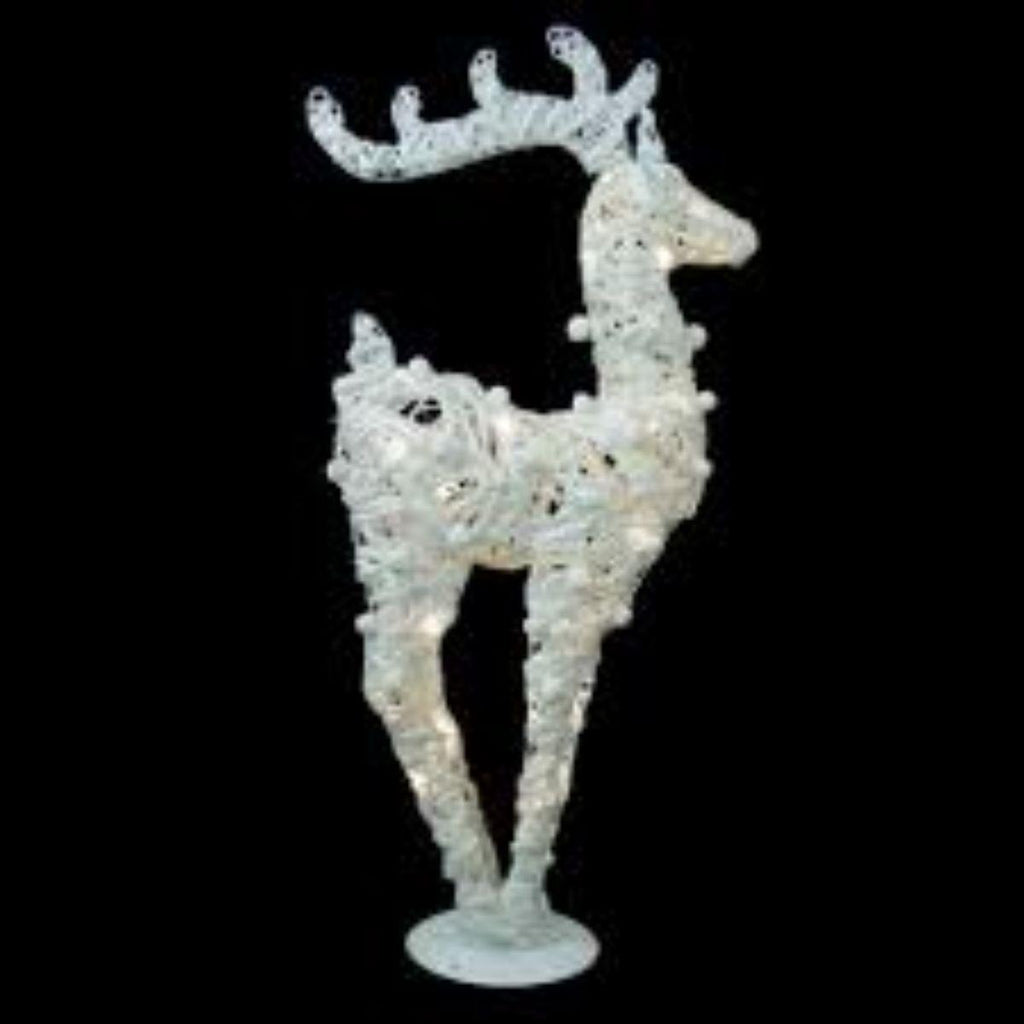 36" White and Silver Glitter LED Lighted Reindeer Christmas Tabletop Decor