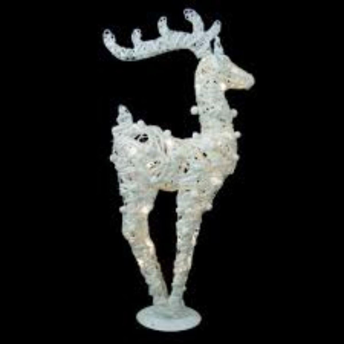 36" White and Silver Glitter LED Lighted Reindeer Christmas Tabletop Decor