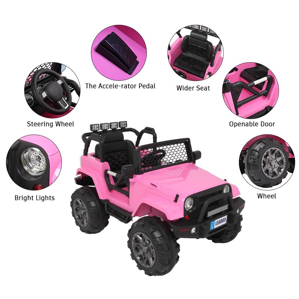 Zimtown 12V Ride On Car Kids Electric Battry Powered w/ Remote Control, 3 Speeds, LED Lights, MP3 - Pink