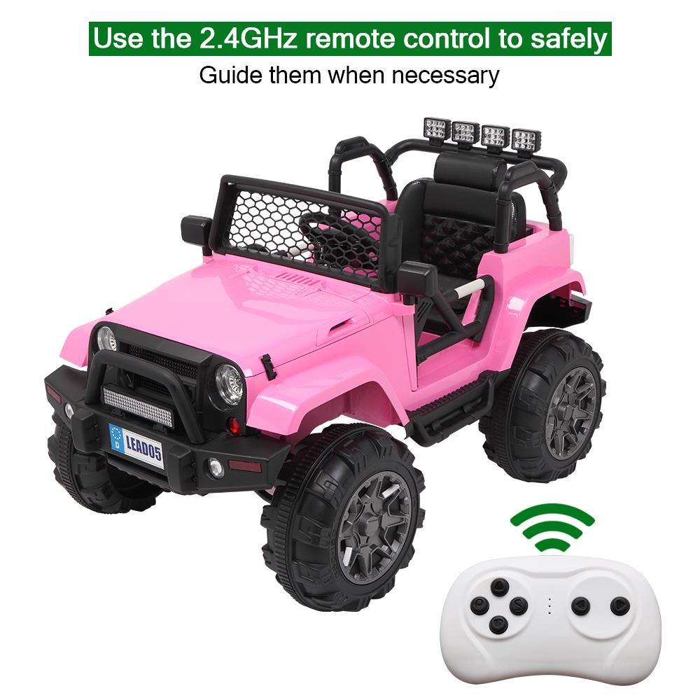 Zimtown 12V Ride On Car Kids Electric Battry Powered w/ Remote Control, 3 Speeds, LED Lights, MP3 - Pink