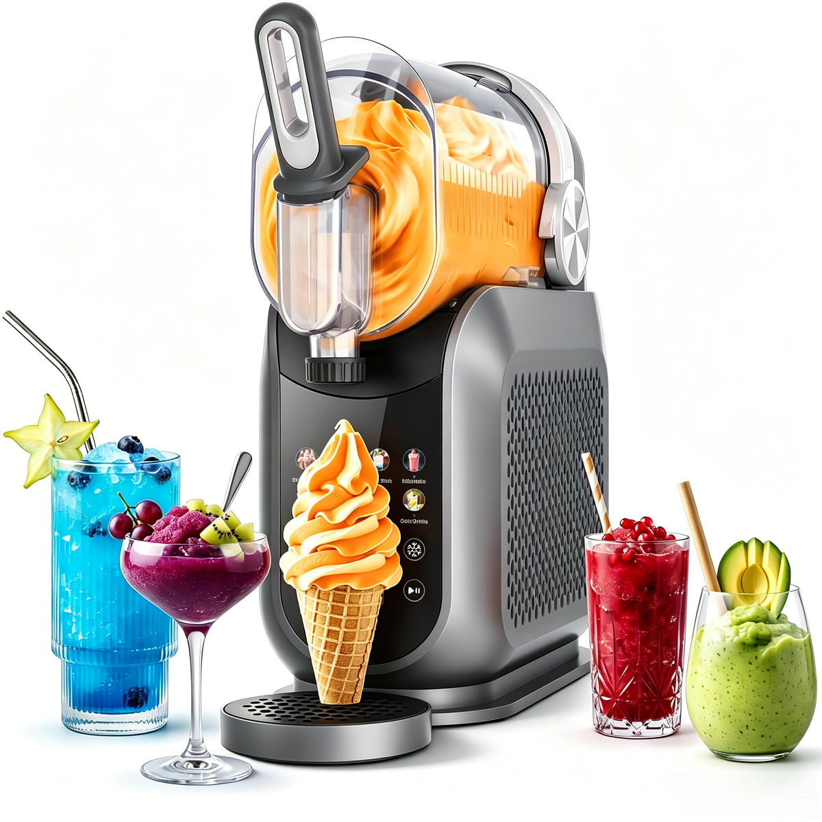 88oz Slushie Machine & Soft Serve Ice Cream Maker | No Ice Needed, Self-Cleaning, Frozen Drink Machine for Ice Cream, Margaritas, Frappés, Milk Shake, Frozen Juice, Frappé