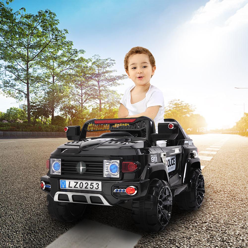 12V Power Wheels, 3 Speeds Ride On Car Truck for Child 3-7, Double Drive Electric Cars with Remote Control, LED Lights, Kids Vehicle for Christmas Gifts to Ride on Pavement Grass Mud, Black, Q7997