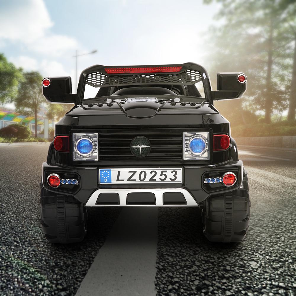 12V Power Wheels, 3 Speeds Ride On Car Truck for Child 3-7, Double Drive Electric Cars with Remote Control, LED Lights, Kids Vehicle for Christmas Gifts to Ride on Pavement Grass Mud, Black, Q7997
