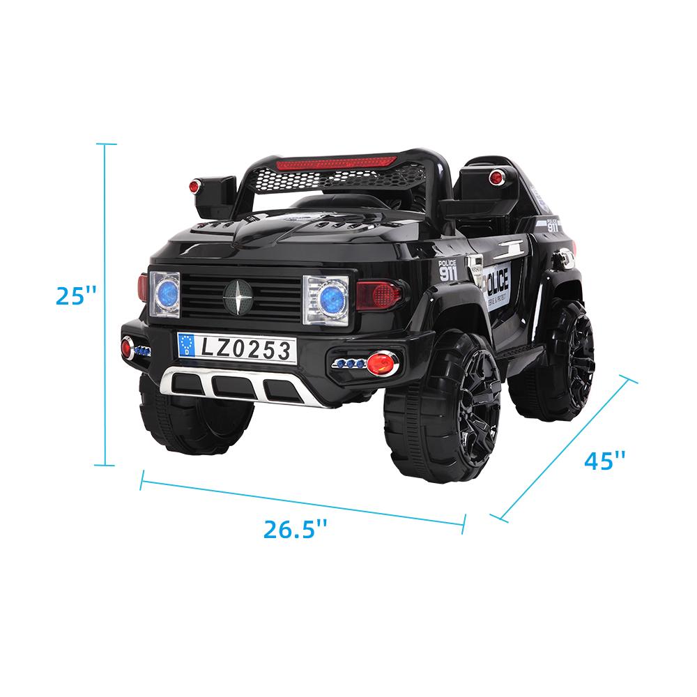 12V Power Wheels, 3 Speeds Ride On Car Truck for Child 3-7, Double Drive Electric Cars with Remote Control, LED Lights, Kids Vehicle for Christmas Gifts to Ride on Pavement Grass Mud, Black, Q7997