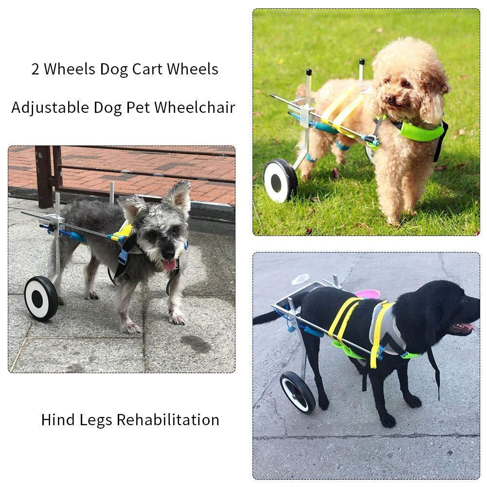 CHZHUTUI Adjustable Dog Wheelchair - (2 Rounds) Dog Pull Rod Wheel Dog WalFoot Scooter Disabled Dog Assisted Hind Leg Rehabilitation Leg Exercises, Dog, Cat, Scooter