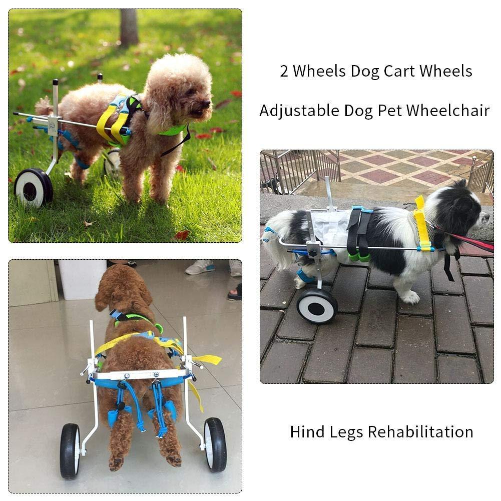 CHZHUTUI Adjustable Dog Wheelchair - (2 Rounds) Dog Pull Rod Wheel Dog WalFoot Scooter Disabled Dog Assisted Hind Leg Rehabilitation Leg Exercises, Dog, Cat, Scooter