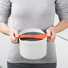 M-Cuisine Microwave Rice Cooker Steamer 2 Liter/8.5 Cup - Stone/Orange