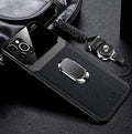 Leather+hard PC With Stand Ring Case For iPhone