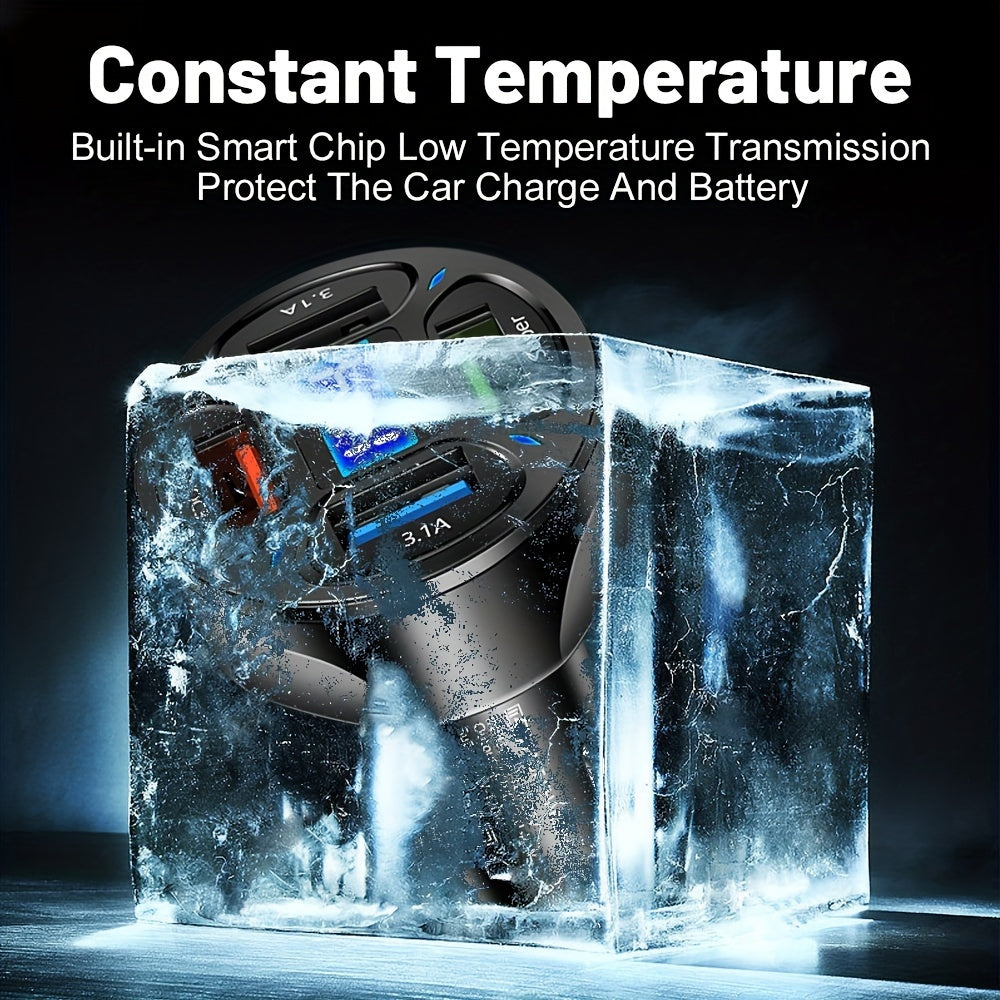 120W Car Charger Fast Charging 4 Usb Digital Display Car Fast Charger 4-in-1 PD Mobile Phone Charging Head 7AQC3.0 Car Phone Adapter Car Accessories