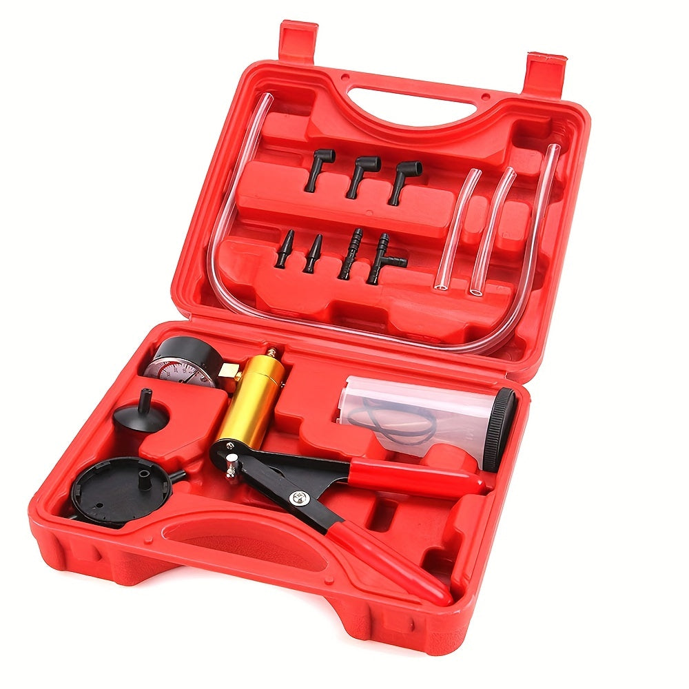 2 In 1 Brake Bleeder Kit, Hand Held Vacuum Pump Test Set, For Automotive With Protected Case,Adapters, One-Man Brake And Clutch Bleeding System