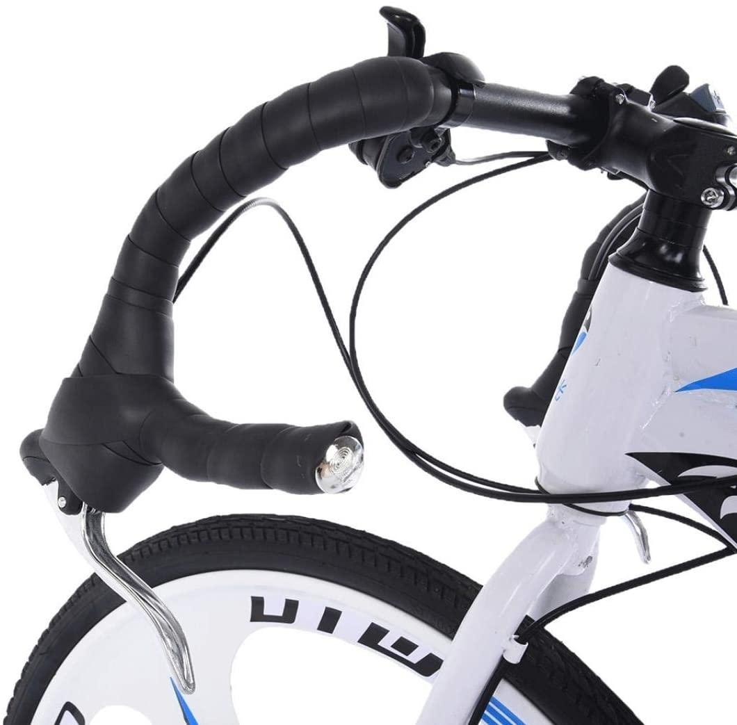 Qianglin 24'' 21 Speed Full Suspension Road Bike,Outdoor Fitness Cycling Bicycle Mechanical Dual Disc Brakes 700C Tire City Bike,Fit for Adults/Youth Student Urban Commuter(US Stock)