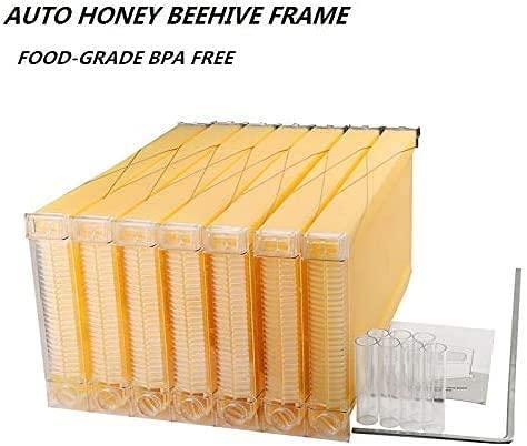 adasea flow hive, auto flow beehive, beekeeping wooden house with 7 pcs auto honey beehive frame, food grade bpa free (beehive frame+wooden box)