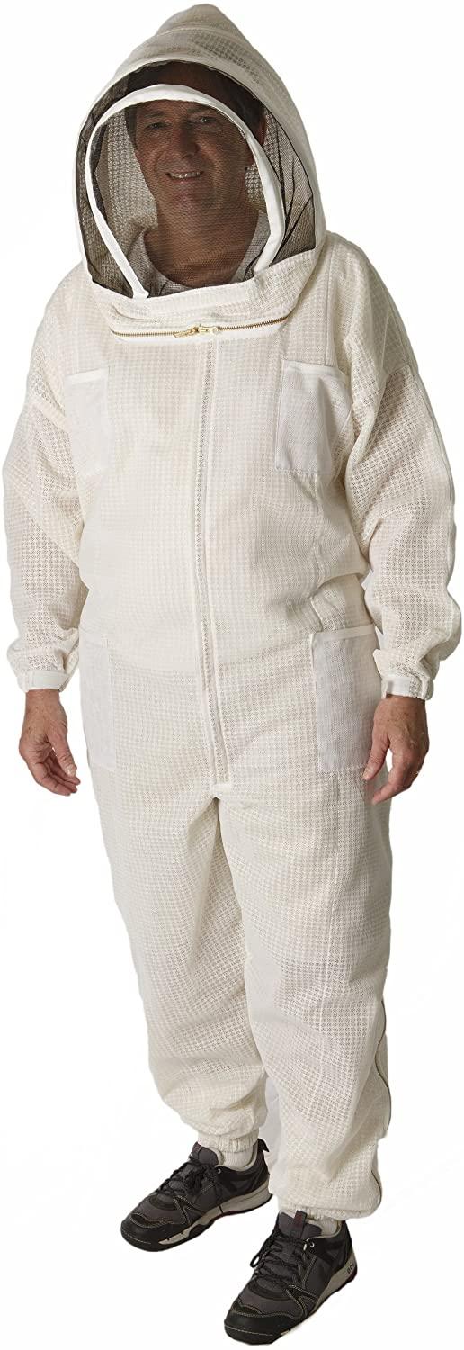 ultra breeze medium beekeeping suit with veil, 1-unit, white