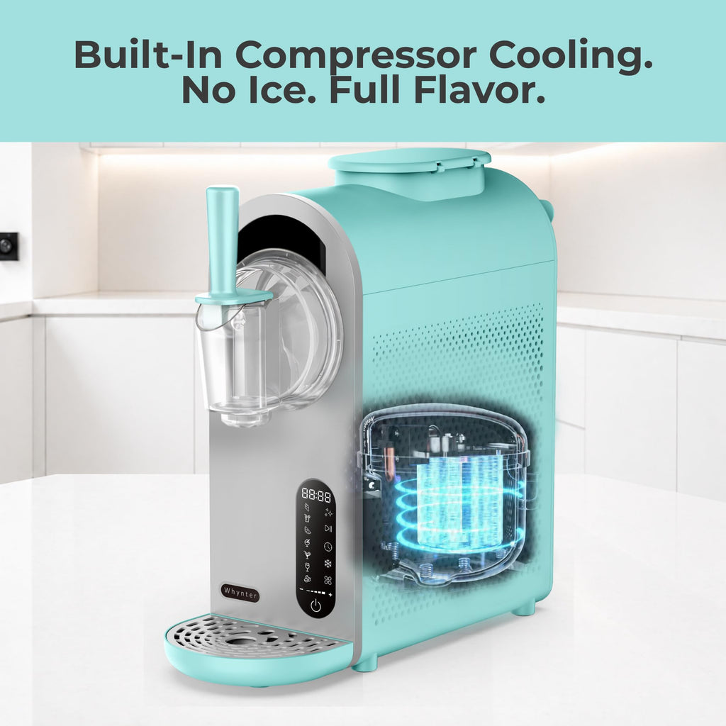 7-in-1 Soft Serve Ice Cream and Slushy Machine, 1.6 Quarts, with -in Compressor, Self-Cleaning Mode, LCD Touch Control, and Adjustable Firmness, (Turquoise)