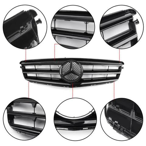 2008-2014 Benz C Class W204 W/LED Emblem C300/C350 Front Bumper Grille Generic
