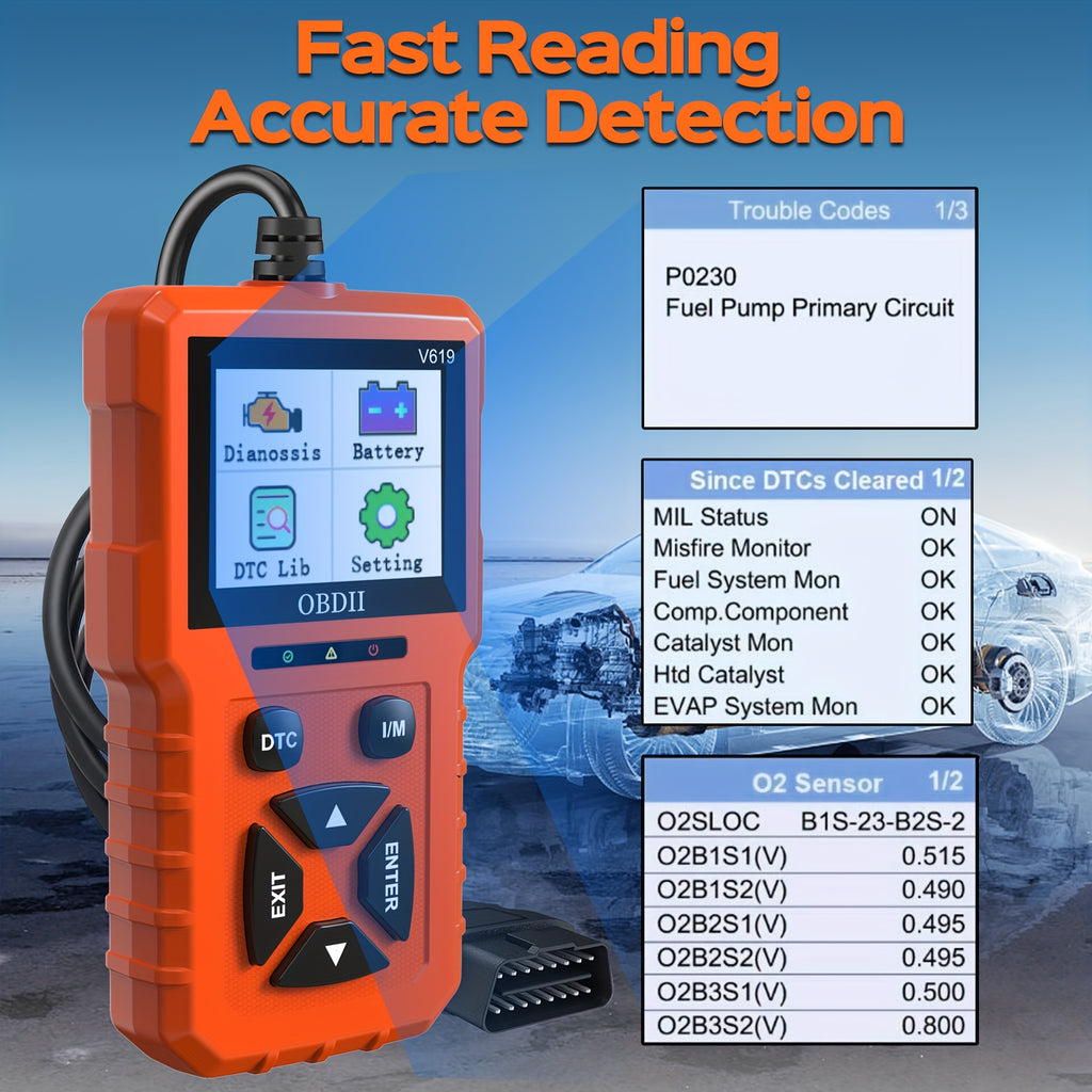 OBD2 Scanner Diagnostic Tool, Enhanced Check Engine Code Reader with Reset OBDII/EOBD Car Diagnostic Scan CAN Tools for All Vehicles After 1996