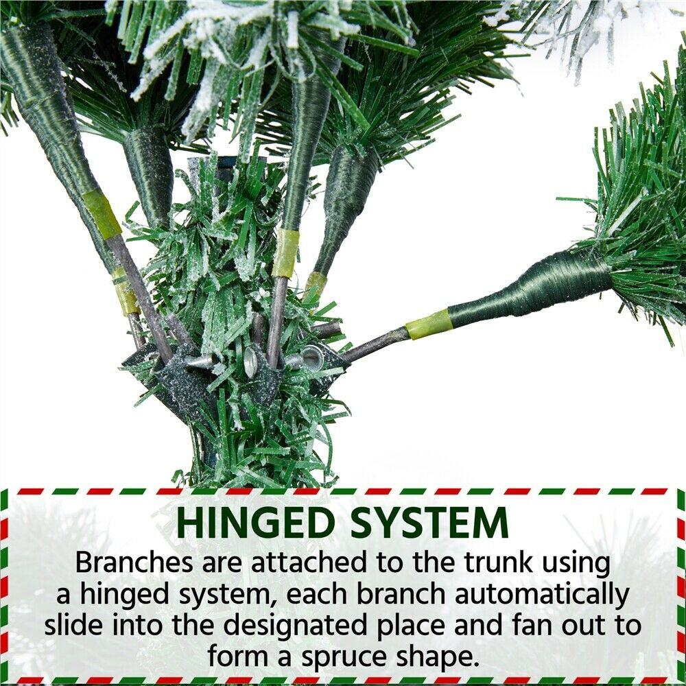 6/7.5/9ft Pre-Lighted Artificial Christmas Xmas Tree w/ Warm Lights, Green/White