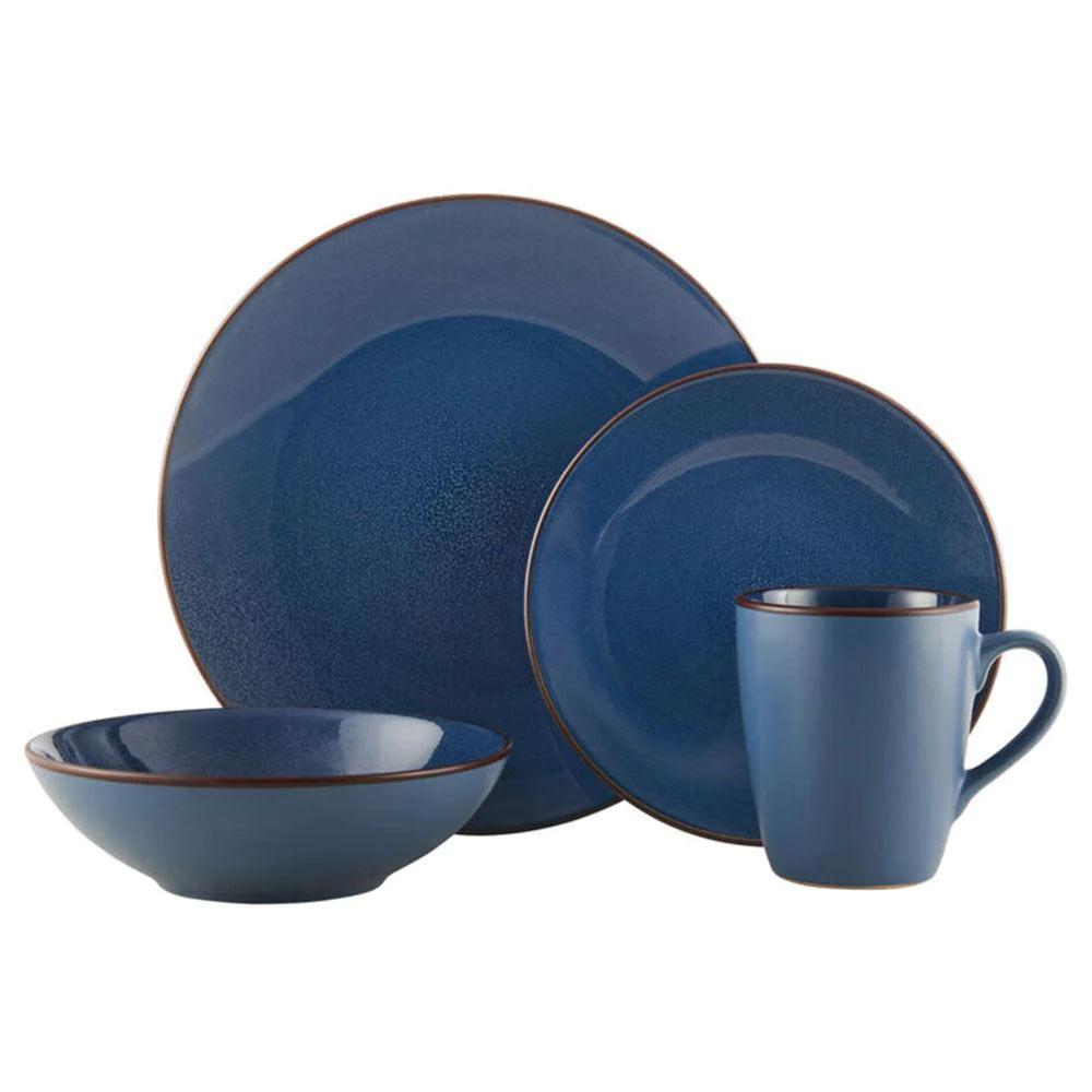 Pierce Blue 16 Piece Dinnerware Set, Service for 4