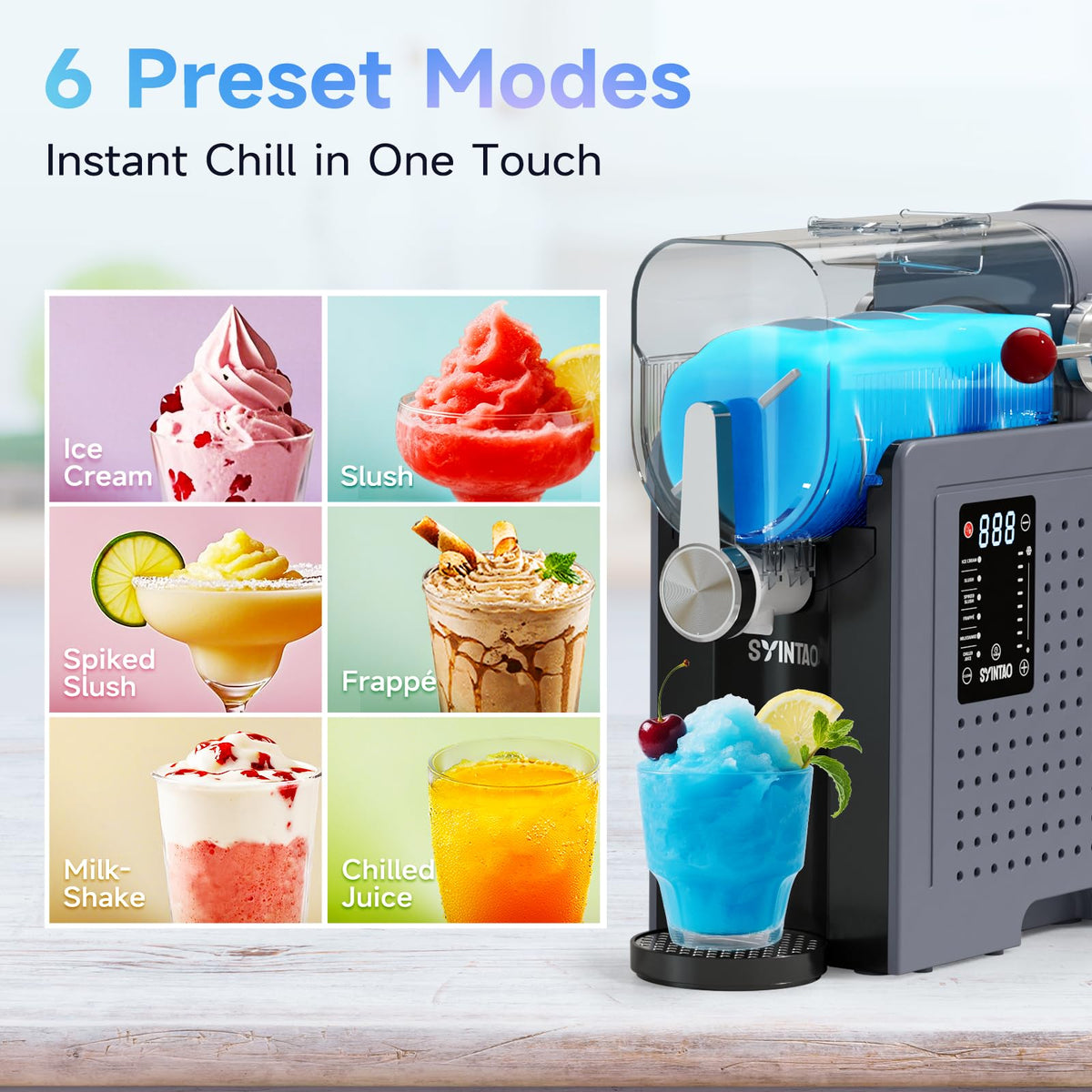 2-in-1 Slushie & Soft Serve Ice Cream Maker, No-Ice-Needed Frozen Drink Machine with LED Display, 6 Preset Modes, Auto-Clean & Delay Timer – Gift for Family