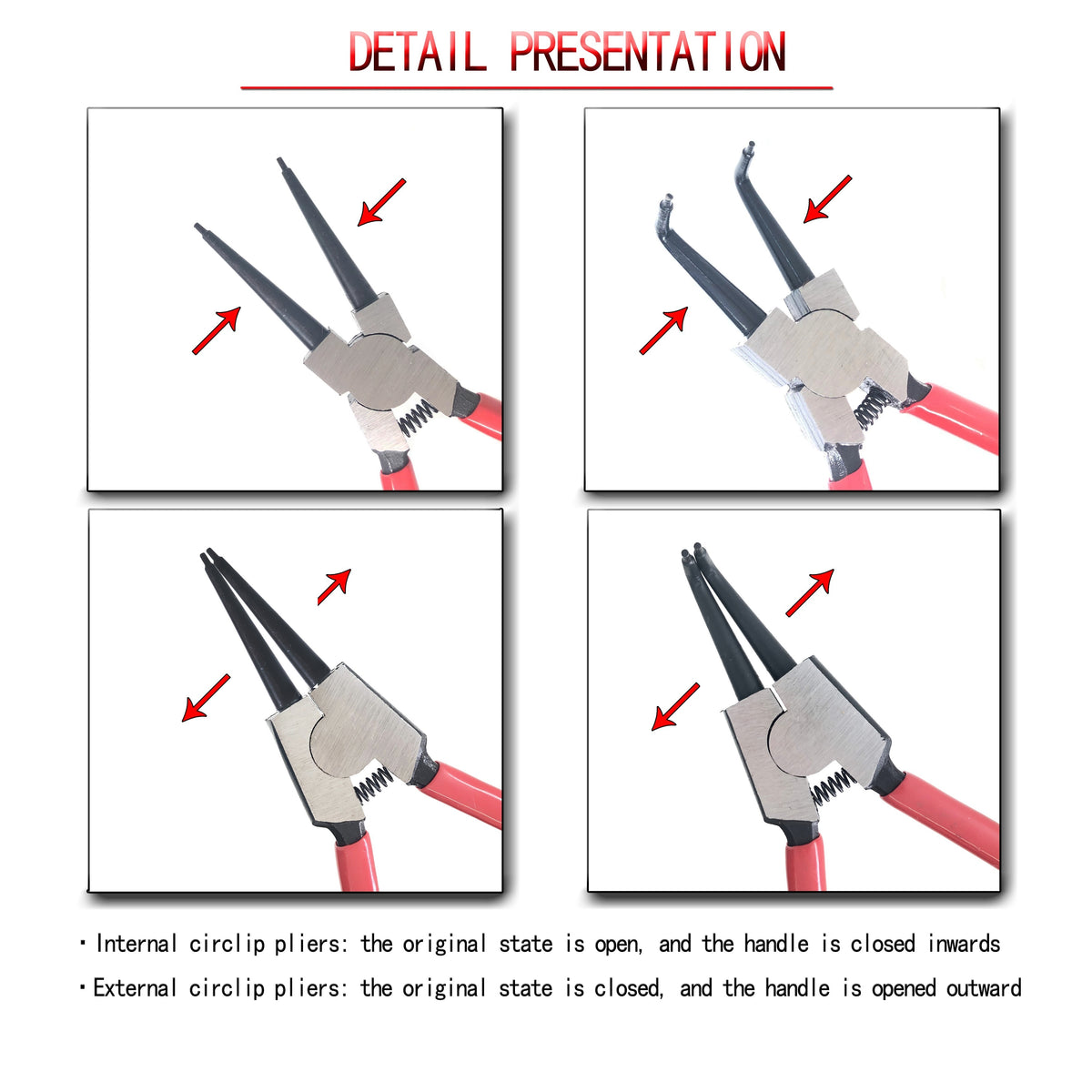 4pcs/Industrial Grade 7-inch Snap Ring Pliers Four-piece Combination Set