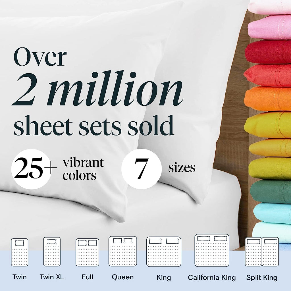 LuxClub 6 PC King Size Sheet Set Bamboo Sheets Deep Pockets 18" Eco Friendly Wrinkle Free Cooling Sheets Machine Washable Hotel Bedding Silky Soft - White King