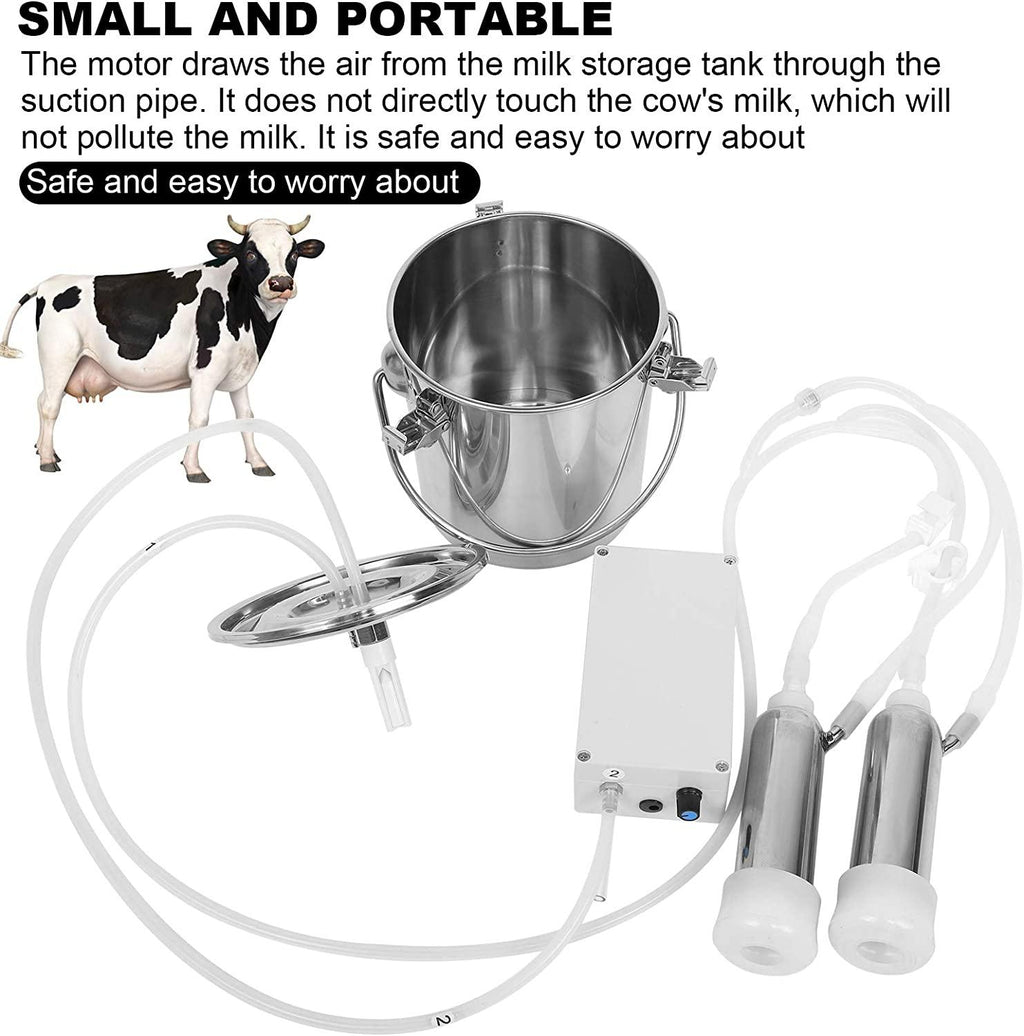 01 02 015 electric cattle milker, electric cattle milking machine 3l professional automatic with stainless steel bucket for cattles for farm livestock(#1)