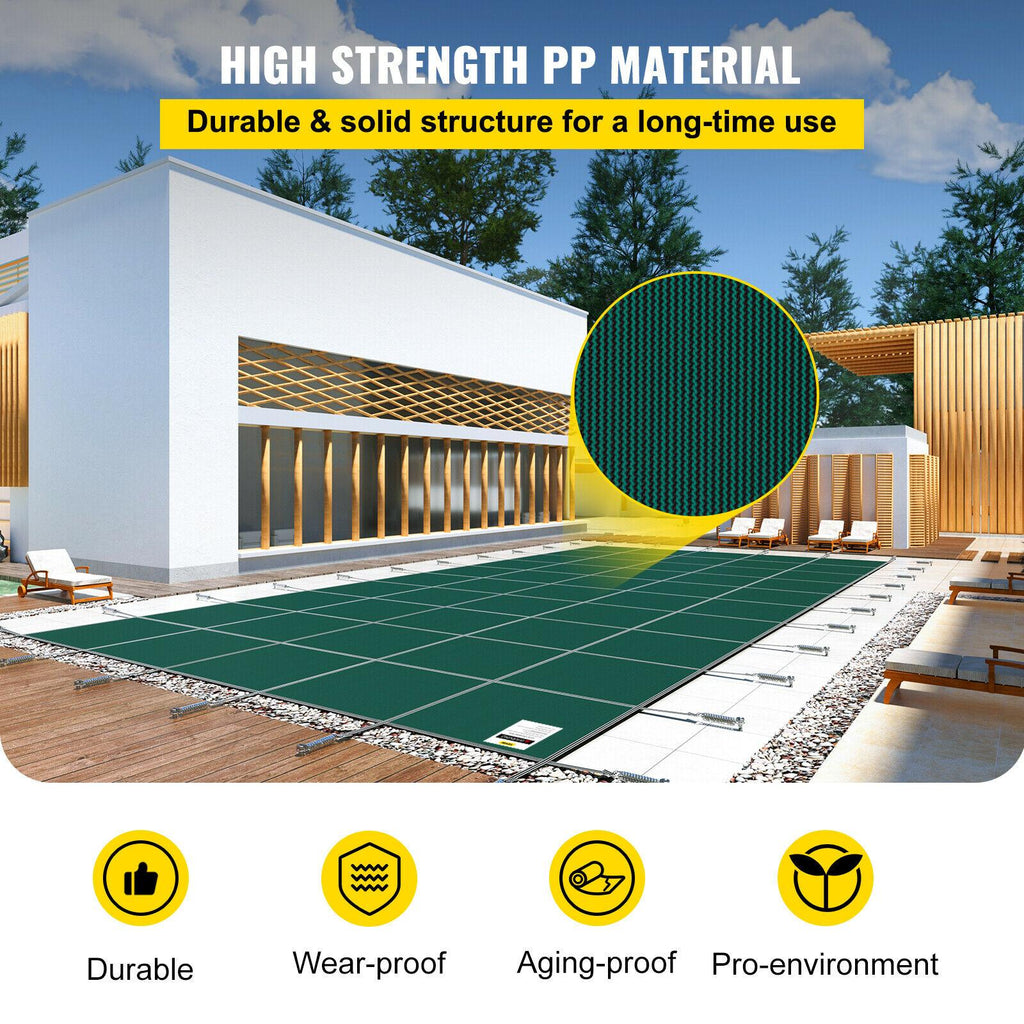 vevor mesh winter pool safety cover 16'x28' for 14'x26' in-ground pool outdoor
