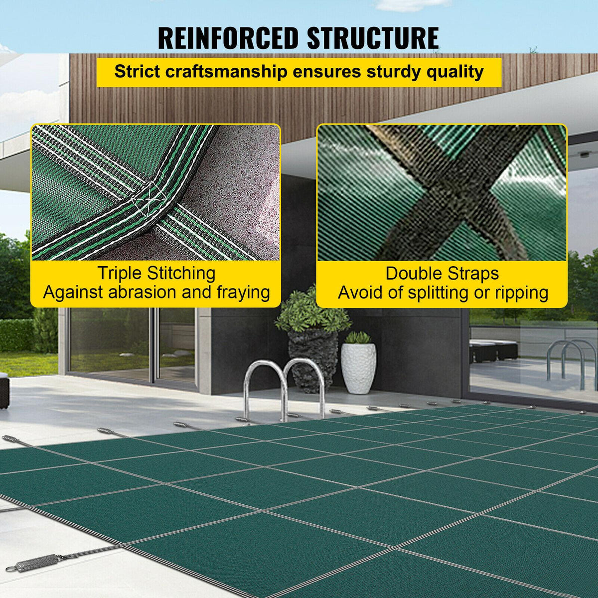 vevor mesh winter pool safety cover 16'x28' for 14'x26' in-ground pool outdoor