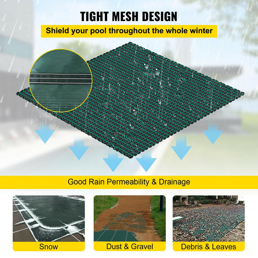 vevor mesh winter pool safety cover 16'x28' for 14'x26' in-ground pool outdoor