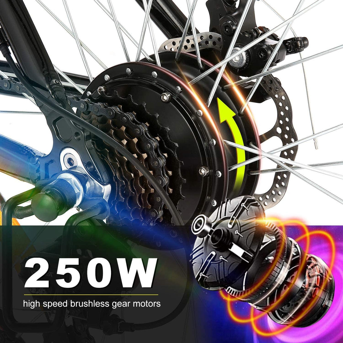 Aceshin 26'' Folding Electric Mountain Bike 250W Electric Bicycle with Removable LarCapacity Lithium-Ion Battery, Professional 21 Speed Gears