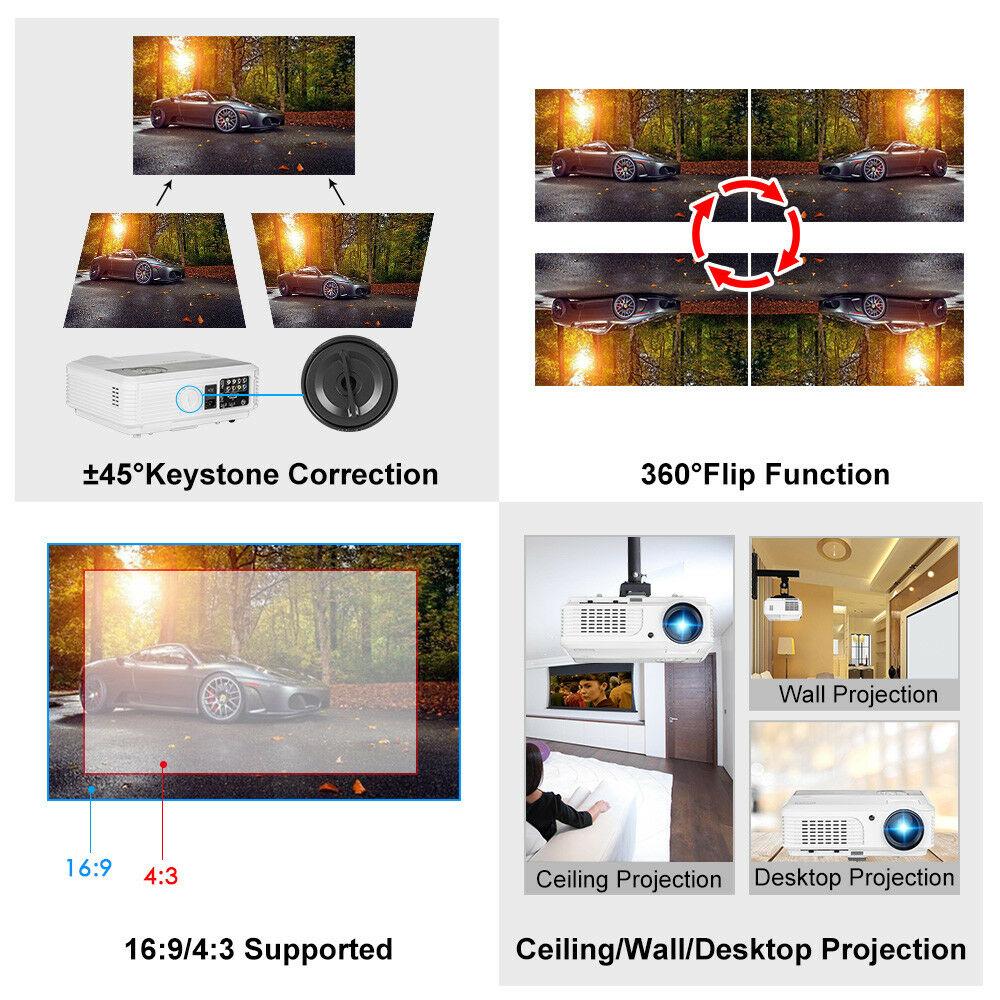 1280*800 android home theater projector movie game wireless hdmi airplay tv zoom