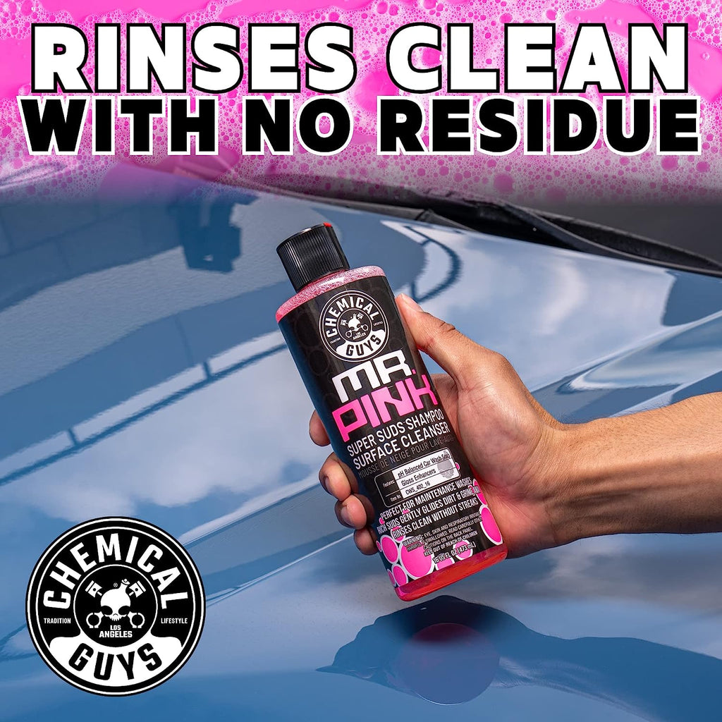 Chemical Guys CWS_402M Car Wash Starter Bundle – Mr. Pink Foaming Car Wash Soap, 128 oz fl oz (1 Gallon) with Green Chenille Wash Mitt (2 Items) Works on Cars, Trucks, SUVs, Jeeps, RVs &amp; More