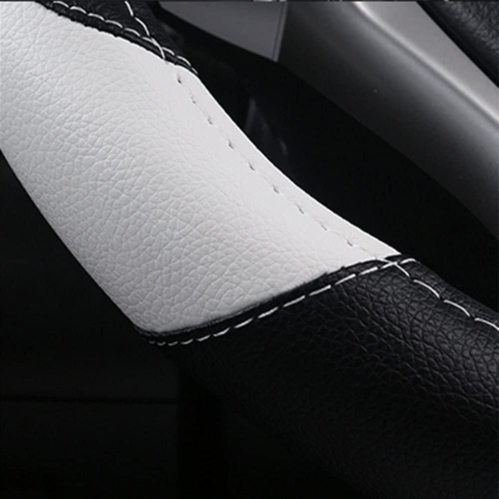 Leather Car Steering Wheel Cover, Non-Slip Car Wheel Cover Protector Breathable Microfiber Leather Universal Fit for Most Cars(White)