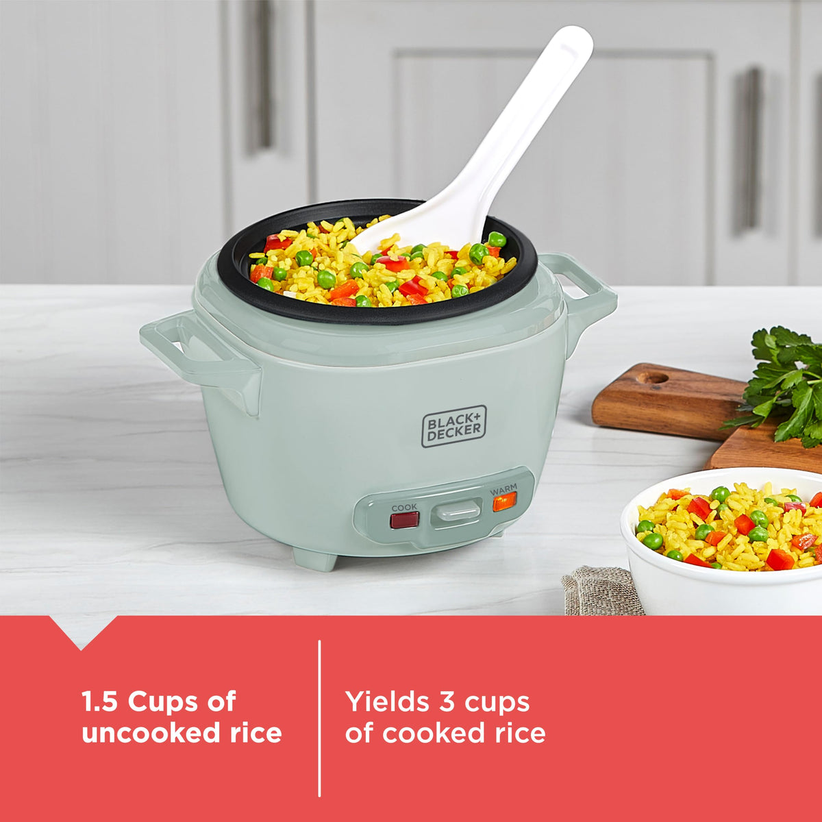 3-Cup Cooked (1.5 Cups Uncooked) Rice Cooker, Removable Nonstick Bowl, One-Touch Operation, Surf Spray