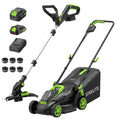 20V Electric Lawn Mower &amp; 12-Inch 2-in-1 String Trimmer/Edger Combo, 13-Inch Cordless Mower with 4.0Ah + 2.0Ah Batteries &amp; Charger, 5 Replacement Spools for Small Lawns