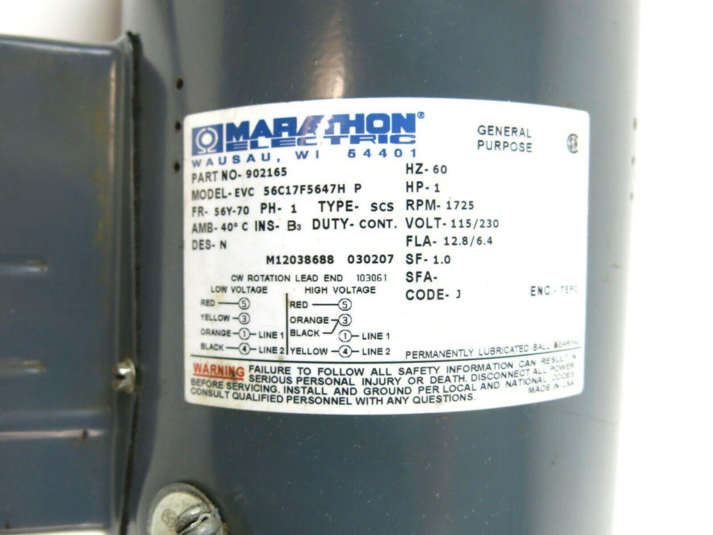 Ammco Brake LaMotor 3000 4000 7000  Marathon 1HP 115/230V 1725RPM (#2)