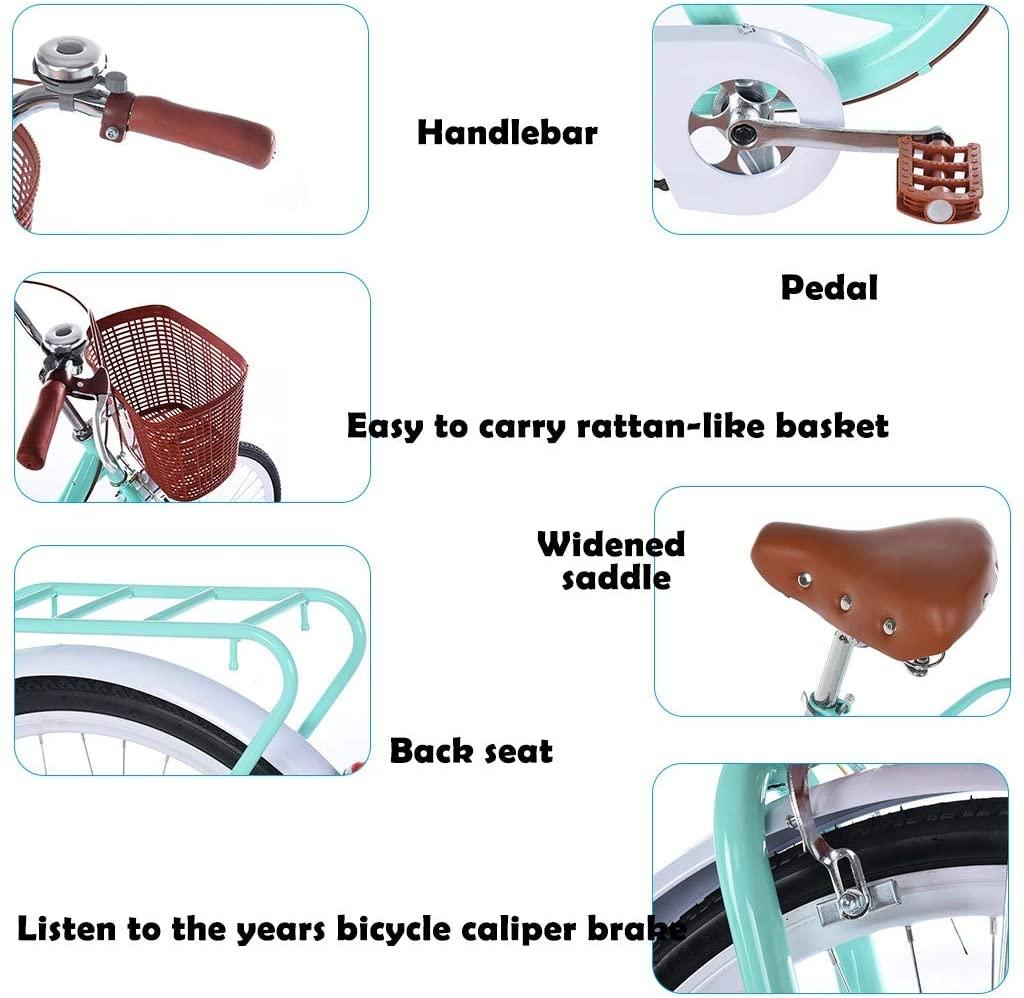 Beach Cruiser Bike for Women - Classic Cruiser Bike with Baskets - Leisure Vegetable Basket Bike | 26 Inch Women's Cruiser Bike Retro Bicycle - Leisure Picnics &amp; Shopping