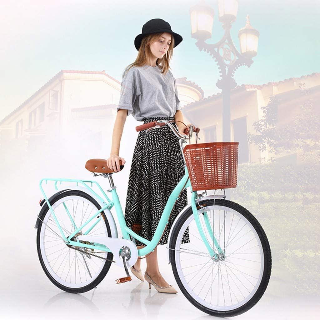 Women Bikes Beach Cruiser Bike 26in Classic Bicycle Retro Bicycle with Comfortable Seats and Baskets &amp; Back Seats Womens Bike Single Speed Bicycle Commuter Bicycle 【US Stock】